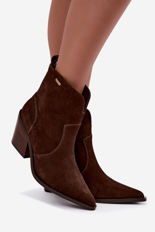 Big Star chocoladebruine cowboy-stijl enkellaarsjes met hakken