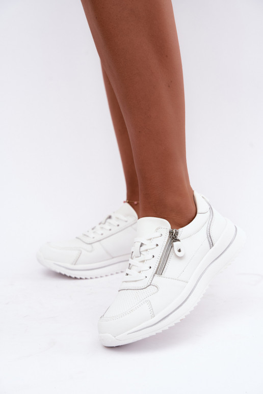 Oselia leren sneakers met decoratieve rits in wit