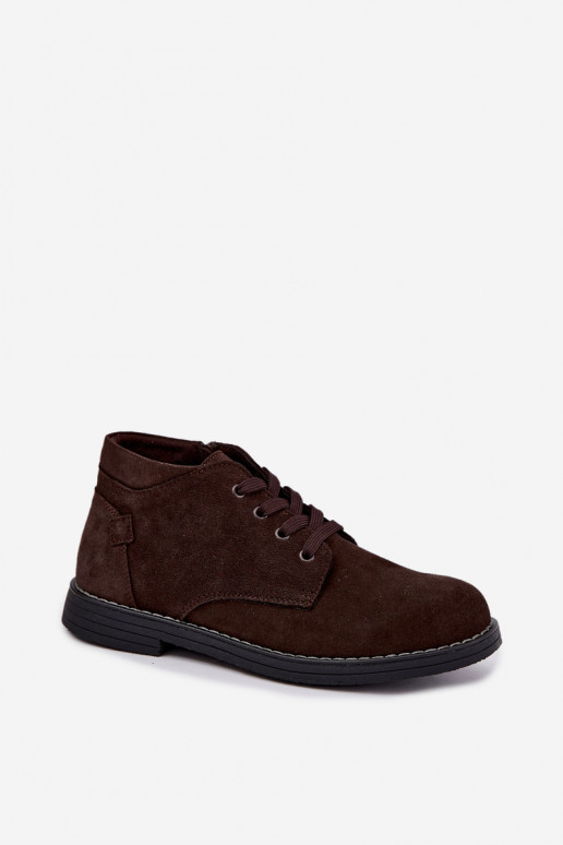 Nirelia schoenen van chocoladekleurige faux suede
