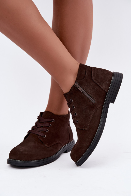 Nirelia schoenen van chocoladekleurige faux suede