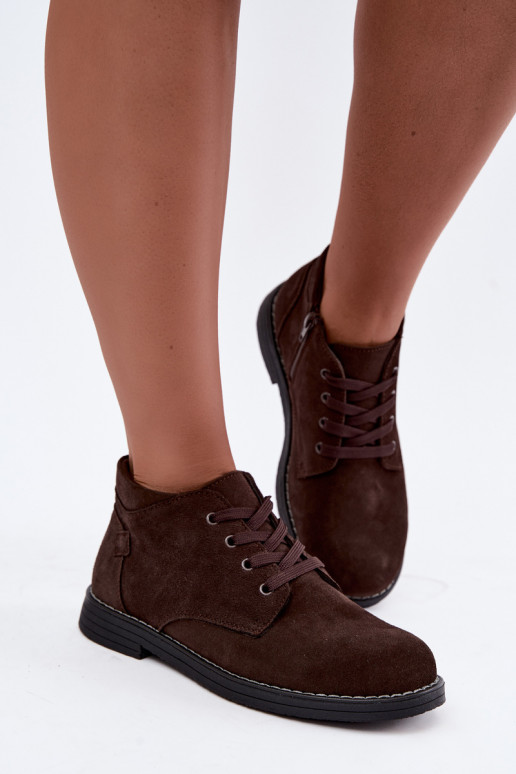 Nirelia schoenen van chocoladekleurige faux suede