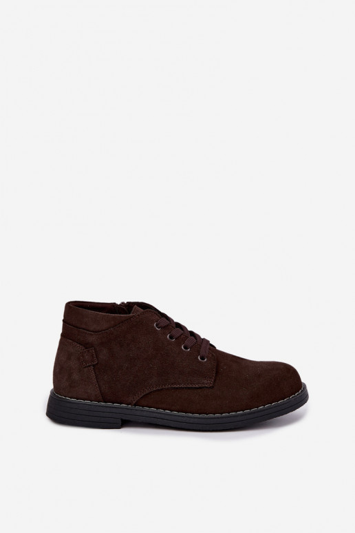 Nirelia schoenen van chocoladekleurige faux suede