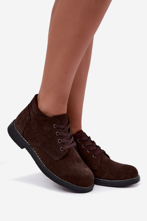 Nirelia schoenen van chocoladekleurige faux suede