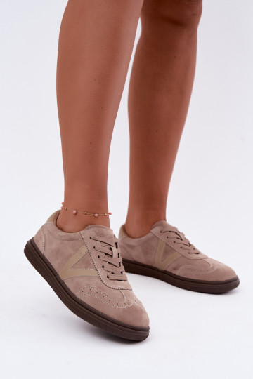 Cariva zand leren en suede sneakers