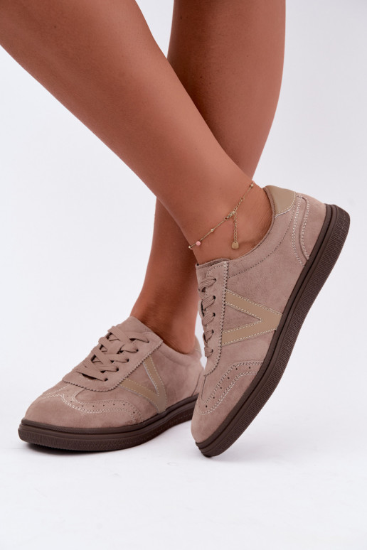 Cariva zand leren en suede sneakers