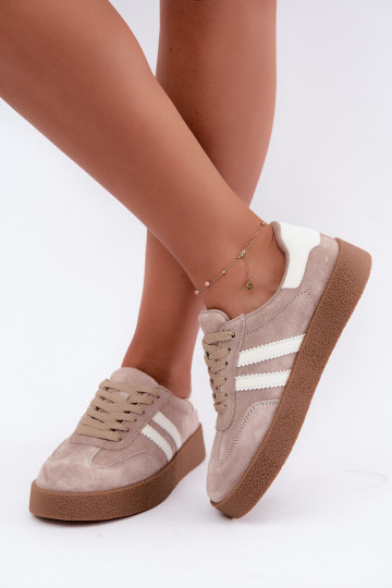 Bellmont zandkleurige faux suede sneakers 2