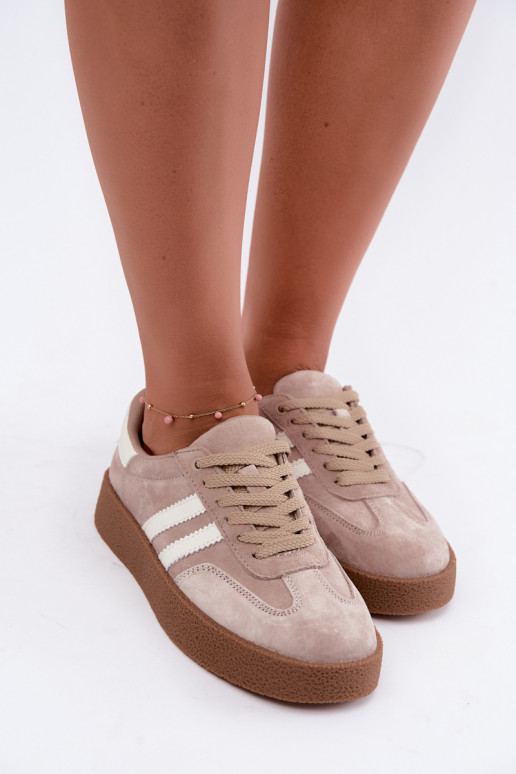 Bellmont zandkleurige faux suede sneakers