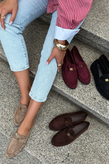 Dames mocassins met ruffles en decoratieve details in zandkleur Kairo 2