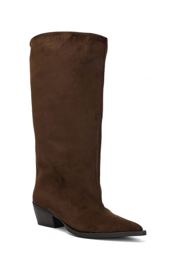 Enkellaarsjes met hakken van bruin faux suede Casella