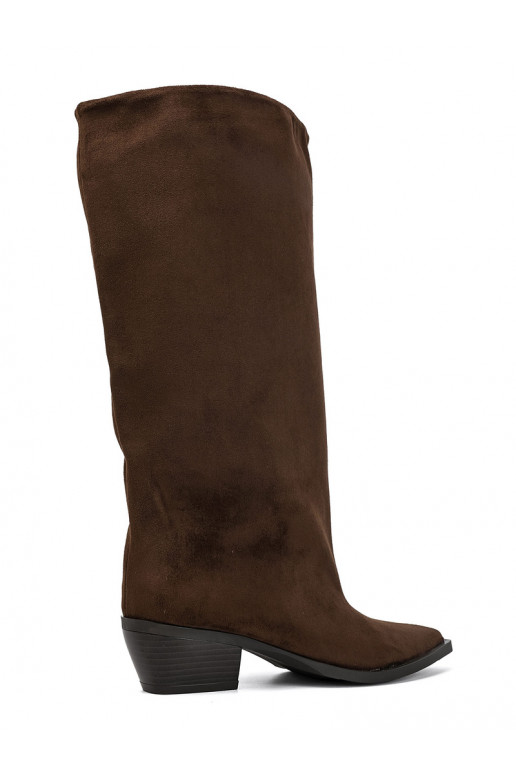 Enkellaarsjes met hakken van bruin faux suede Casella