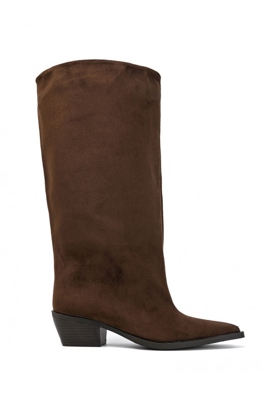 Enkellaarsjes met hakken van bruin faux suede Casella