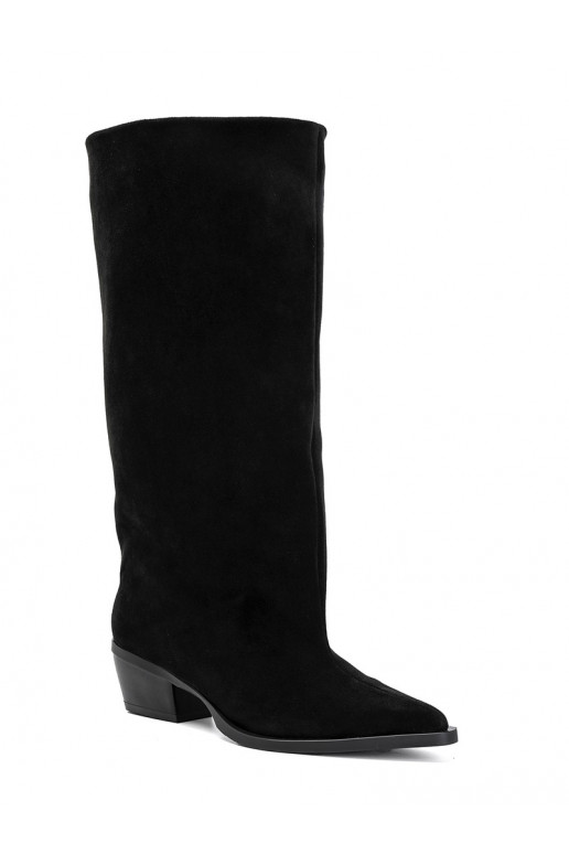 instaplaarzen met hakken van faux suede zwart Casella