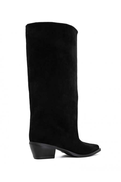 instaplaarzen met hakken van faux suede zwart Casella