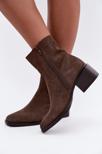 Dames enkellaarsjes van bruin suede Iveris 2