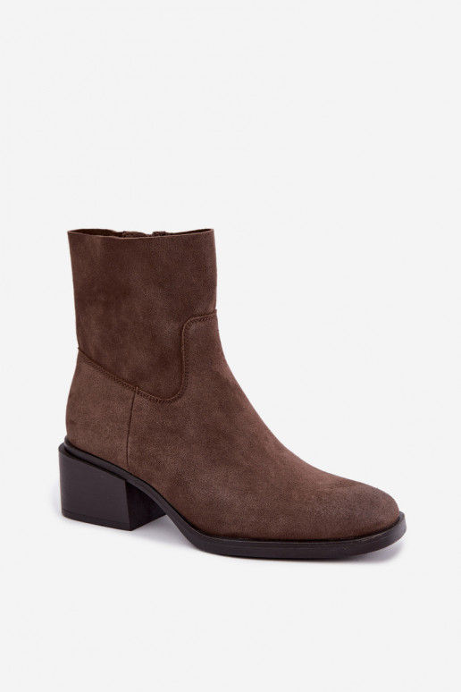 Dames enkellaarsjes van bruin suede Iveris