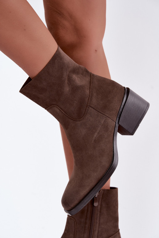 Dames enkellaarsjes van bruin suede Iveris