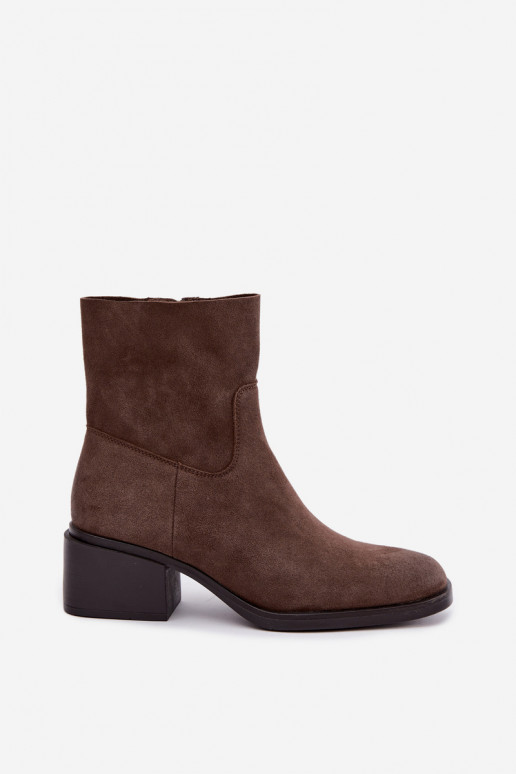 Dames enkellaarsjes van bruin suede Iveris