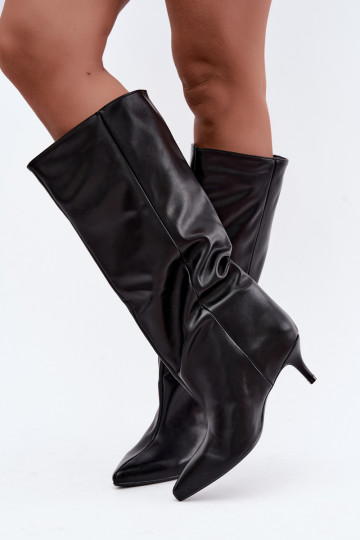 Enkellaarsjes met hakken van zwart faux suede Desya 2