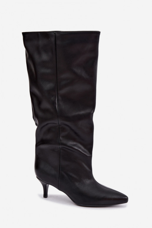 Enkellaarsjes met hakken van zwart faux suede Desya
