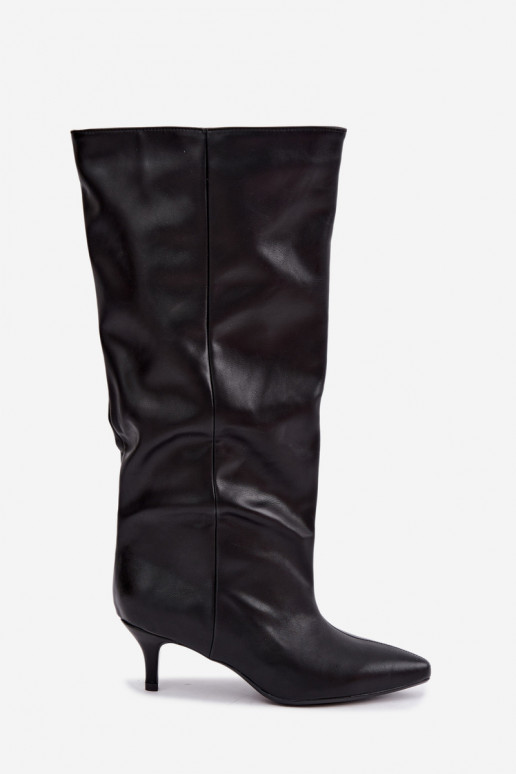 Enkellaarsjes met hakken van zwart faux suede Desya