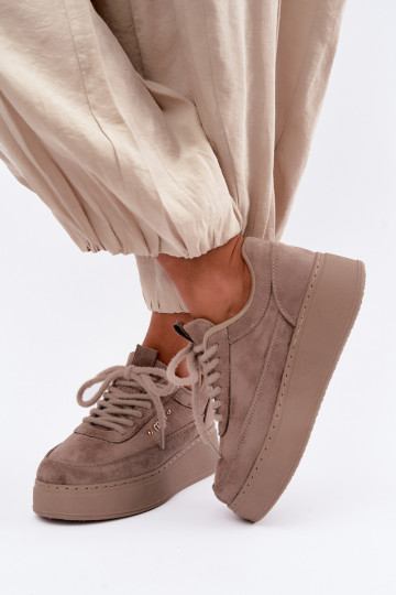 Suède sneakers met platform in klei Teysa 2
