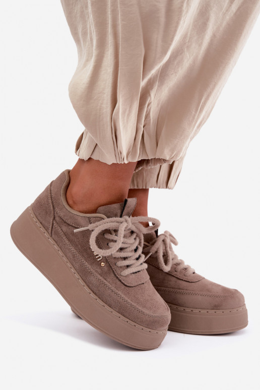 Suède sneakers met platform in klei Teysa