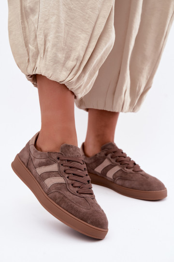 Dames sneakers van bruin suede Vinceza 95438 2
