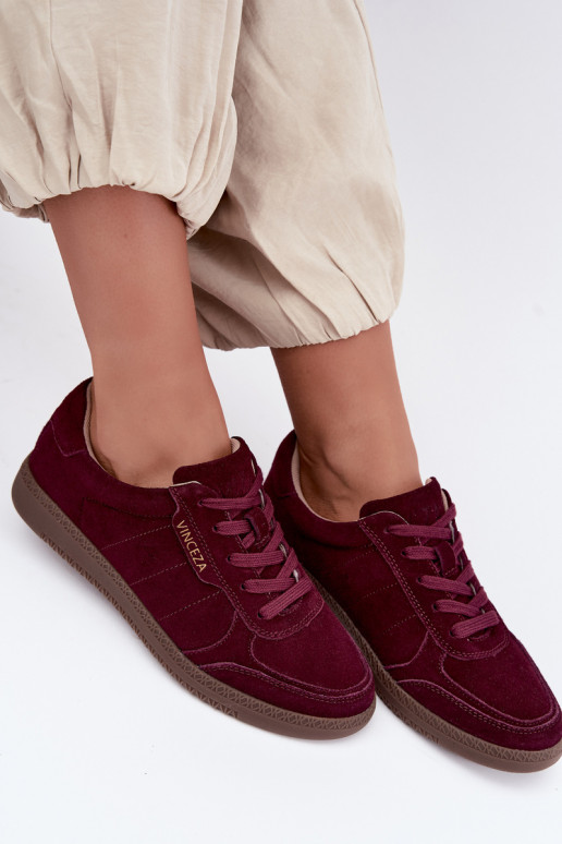 Dames sneakers van bordeaux suede Vinceza 79635