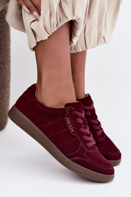 Dames sneakers van bordeaux suede Vinceza 79635