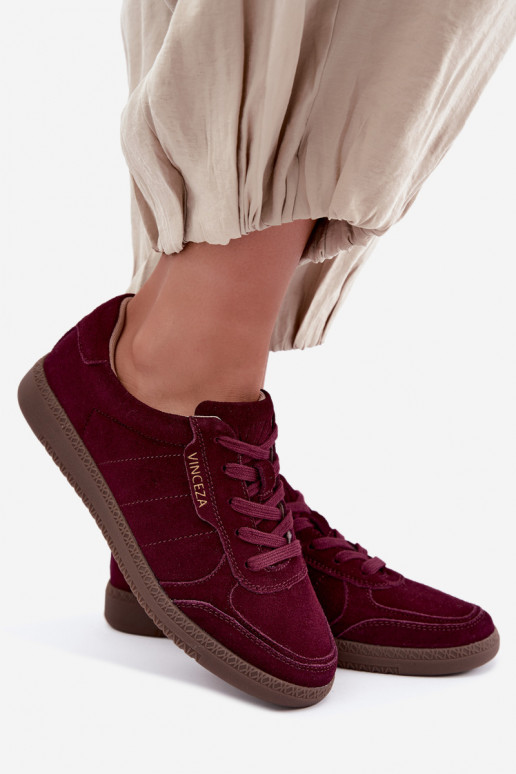 Dames sneakers van bordeaux suede Vinceza 79635