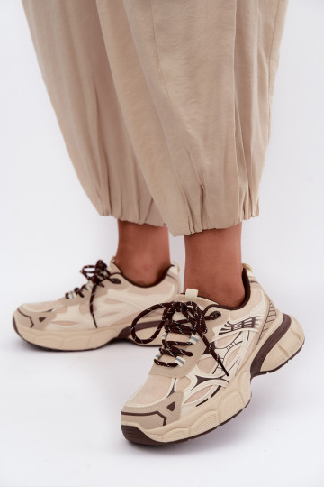 Sportieve schoenen met platform zandkleurig INanda 2