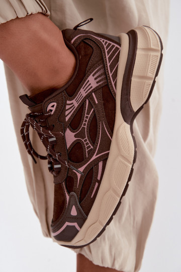 Sportieve schoenen met platform chocolade INanda