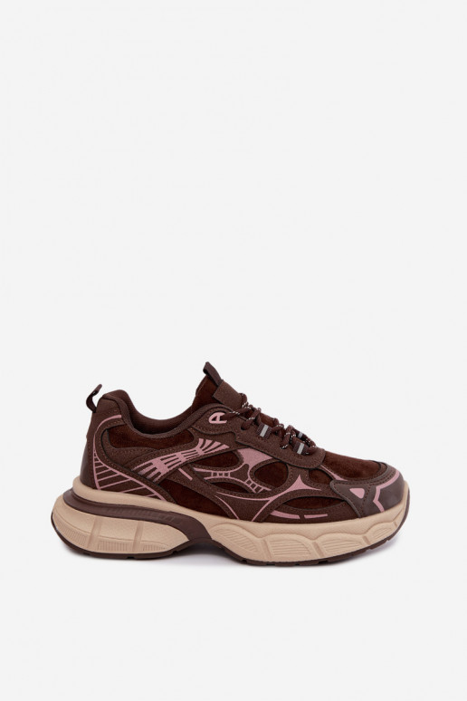 Sportieve schoenen met platform chocolade INanda
