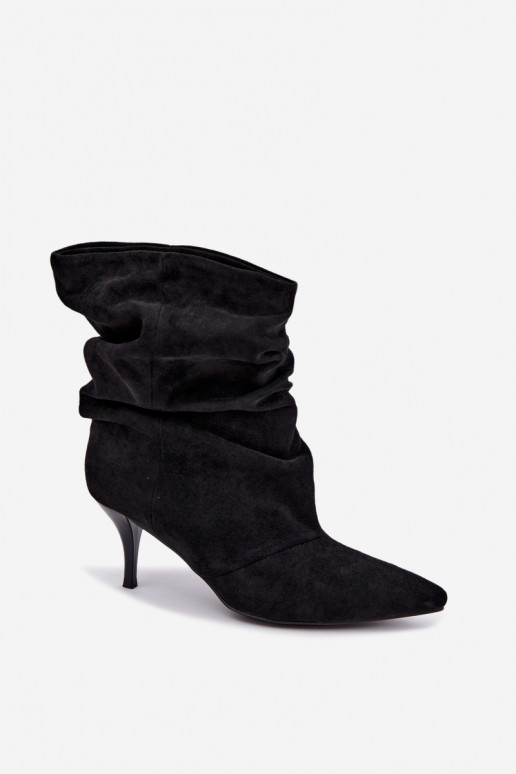 Dames slouchy enkellaarsjes met dunne hak in zwart Harissa