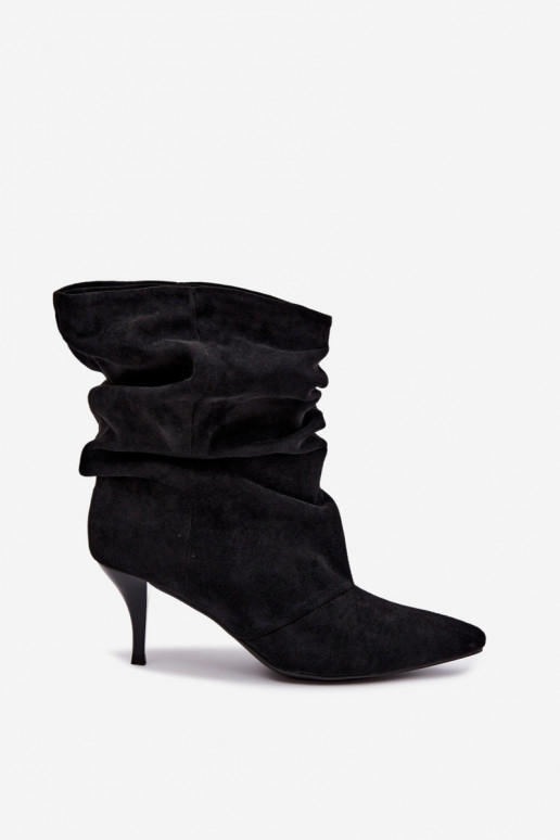 Dames slouchy enkellaarsjes met dunne hak in zwart Harissa