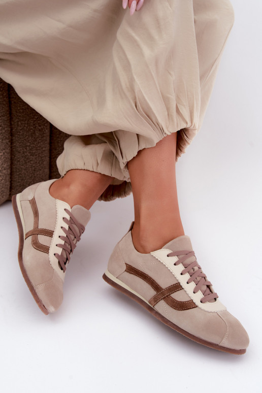 Faux suede sneakers Zazoo N1402S2, zand