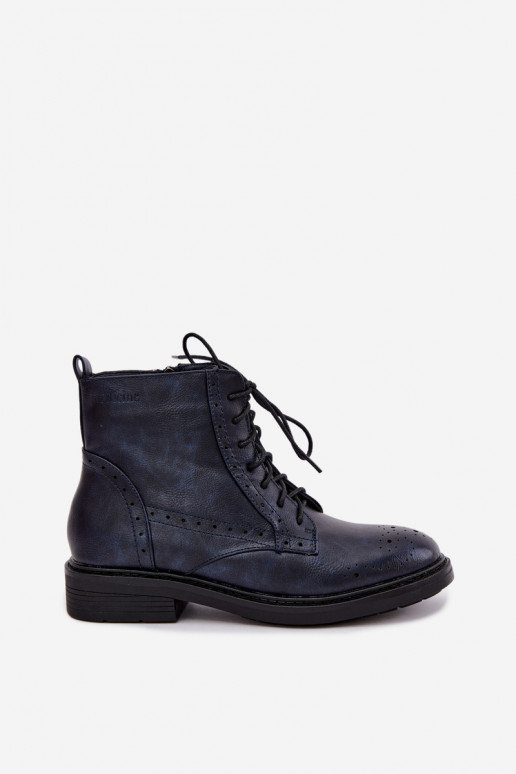Geïsoleerde dames enkellaarsjes met brede hakken Medicine RIN16-OBD426-59X, donkerblauw