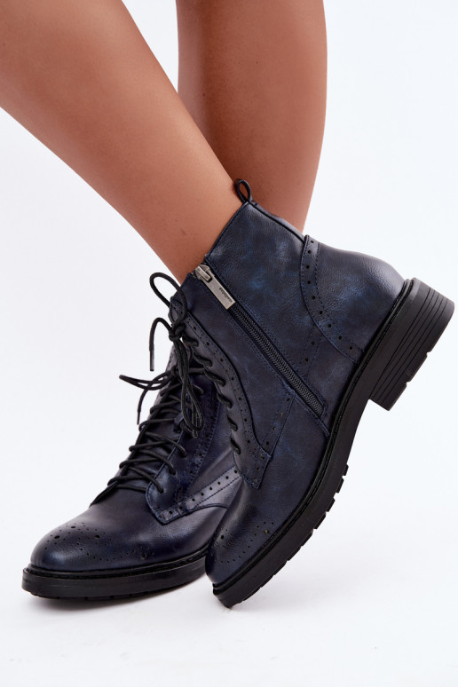 Geïsoleerde dames enkellaarsjes met brede hakken Medicine RIN16-OBD426-59X, donkerblauw