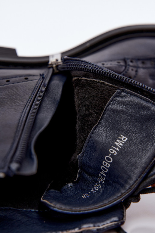 Geïsoleerde dames enkellaarsjes met brede hakken Medicine RIN16-OBD426-59X, donkerblauw