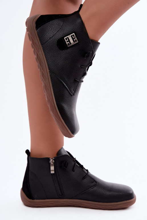 Leren dameschoenen Barefoot, zwart Sireya