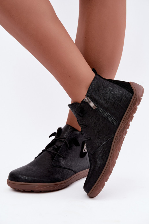 Leren dameschoenen Barefoot, zwart Sireya