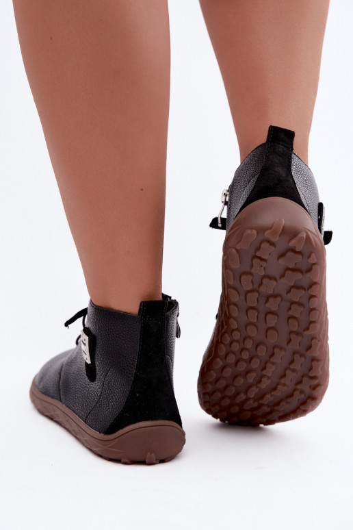 Leren dameschoenen Barefoot, zwart Sireya