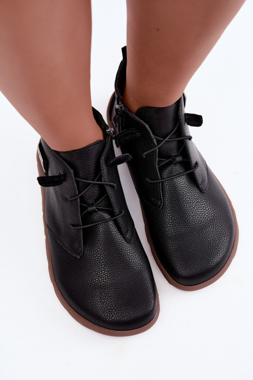 Leren dameschoenen Barefoot, zwart Sireya