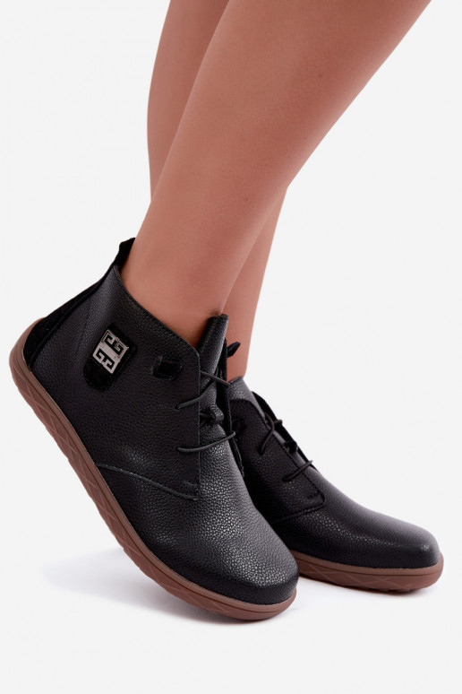 Leren dameschoenen Barefoot, zwart Sireya