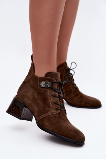 Geïsoleerde dames enkellaarsjes van faux suede Klocke, bruin Pirelia