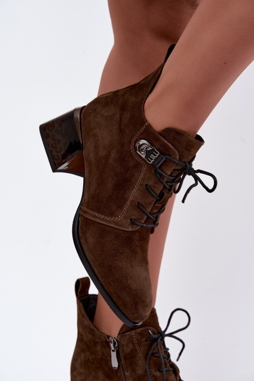 Geïsoleerde dames enkellaarsjes van faux suede Klocke, bruin Pirelia