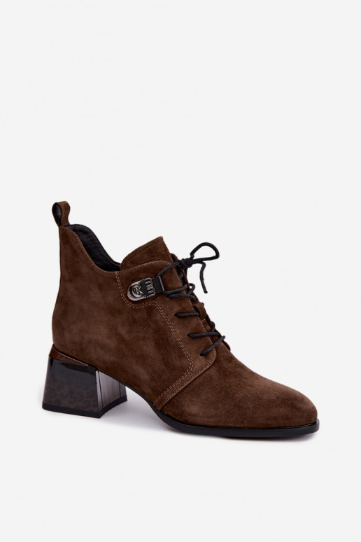 Geïsoleerde dames enkellaarsjes van faux suede Klocke, bruin Pirelia