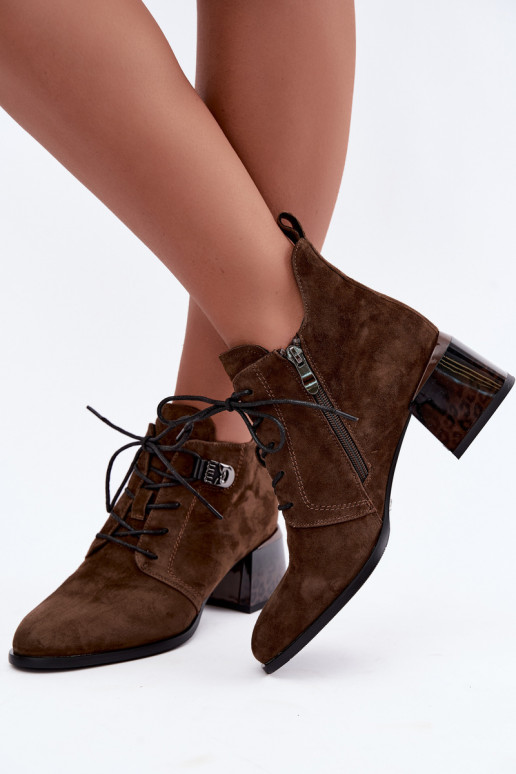 Geïsoleerde dames enkellaarsjes van faux suede Klocke, bruin Pirelia