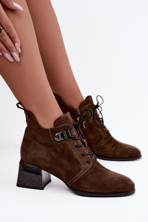 Geïsoleerde dames enkellaarsjes van faux suede Klocke, bruin Pirelia