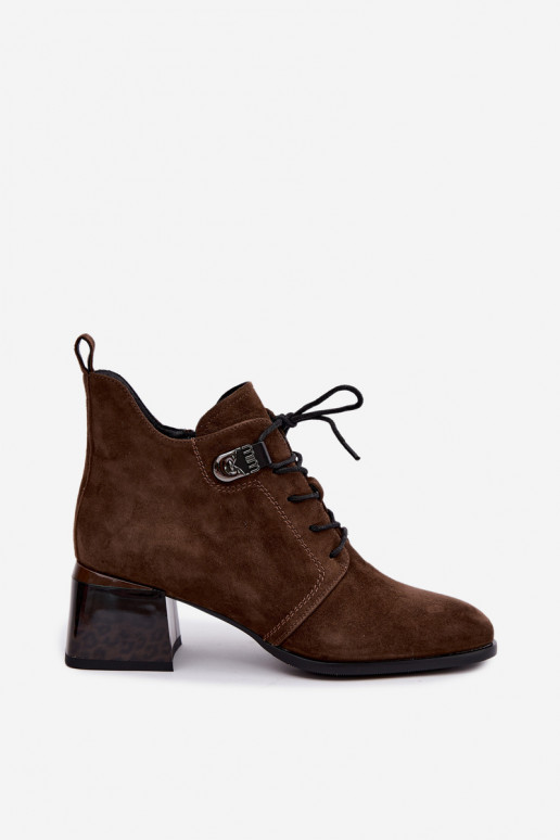 Geïsoleerde dames enkellaarsjes van faux suede Klocke, bruin Pirelia